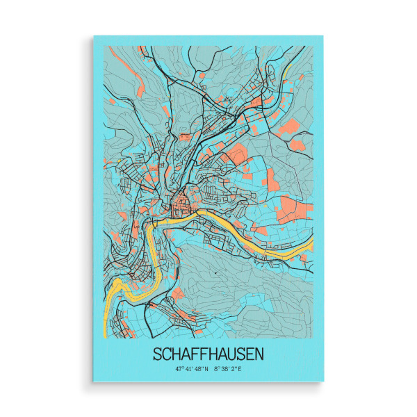 Holzbild "Citymap Schaffhausen" artboxONE - Städte / Weitere,Kartografie