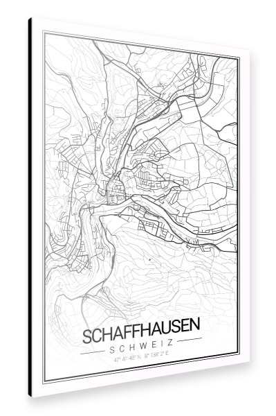 Alu-Dibond "Stadt Map Schaffhausen" 30x20 cm artboxONE