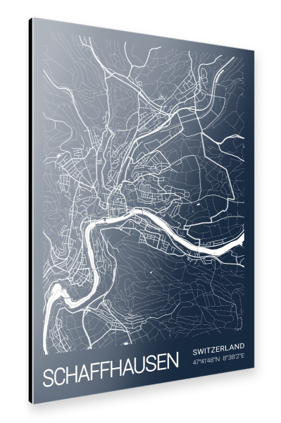 Alu-Dibond "Schaffhausen Map" 75x50 cm artboxONE