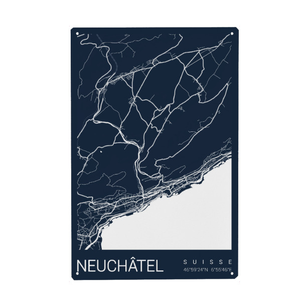 Holzbild "Neuenburg CityMap" artboxONE - Städte / Weitere,Kartografie