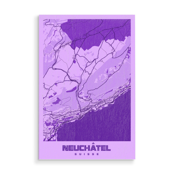 Holzbild "Neuenburg Stadt Map" artboxONE - Städte / Weitere,Kartografie