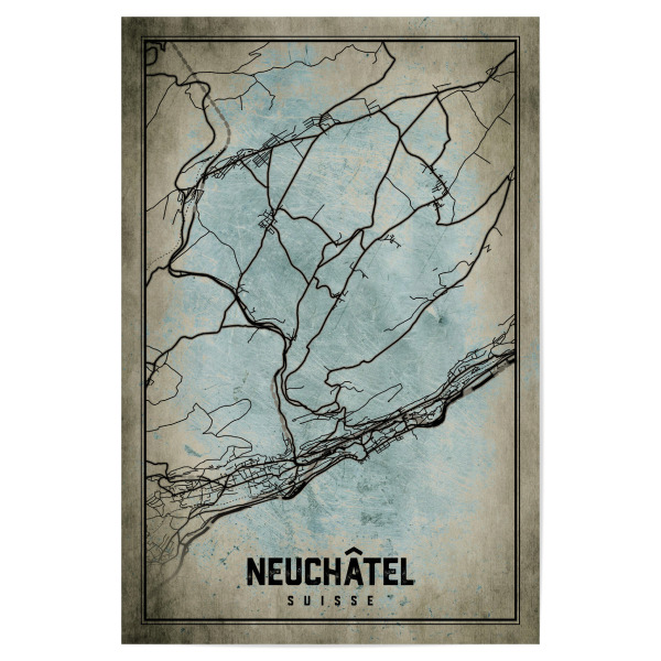 Poster 30x20 cm "Neuchâtel Retro City" artboxONE - Städte / Weitere,Kartografie