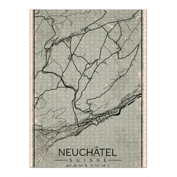 Puzzle Ravensburger "Neuenburg Retro Map" artboxONE - Städte / Weitere,Kartografie