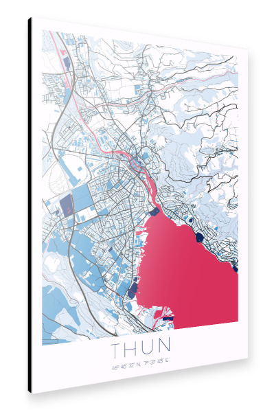 Alu-Dibond "City Thun Karte" 75x50 cm artboxONE
