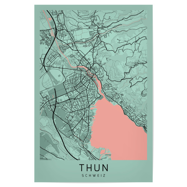 Poster "City Thun" artboxONE - Städte / Weitere,Kartografie
