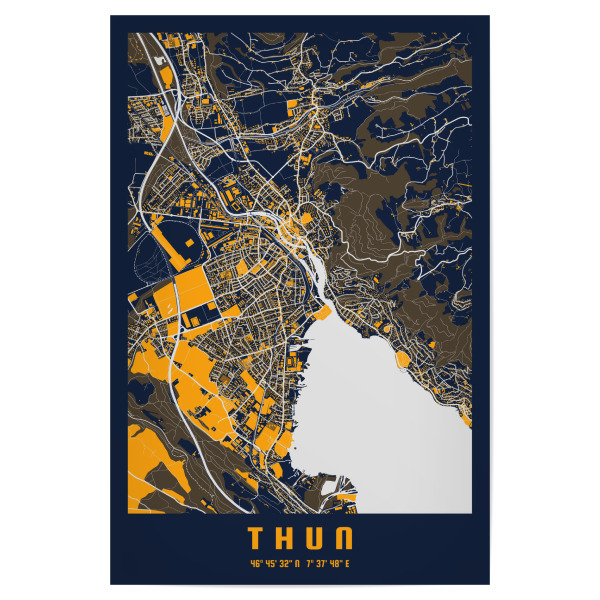 Poster 30x20 cm "Thun City" artboxONE - Städte / Weitere,Kartografie