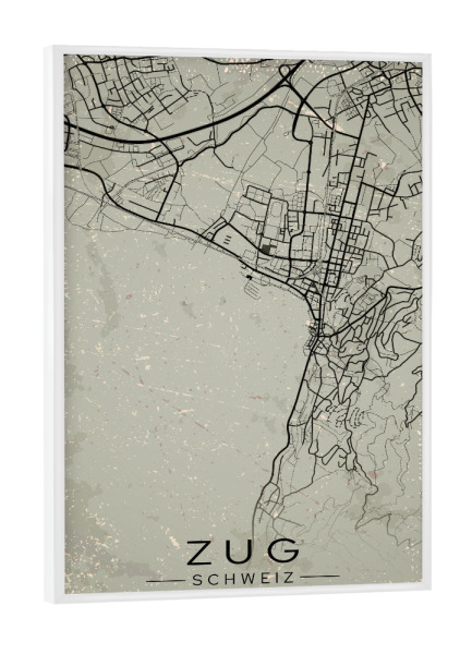 Poster mit weißem Rahmen "Zug Retro Map" artboxONE - Städte / Weitere,Kartografie