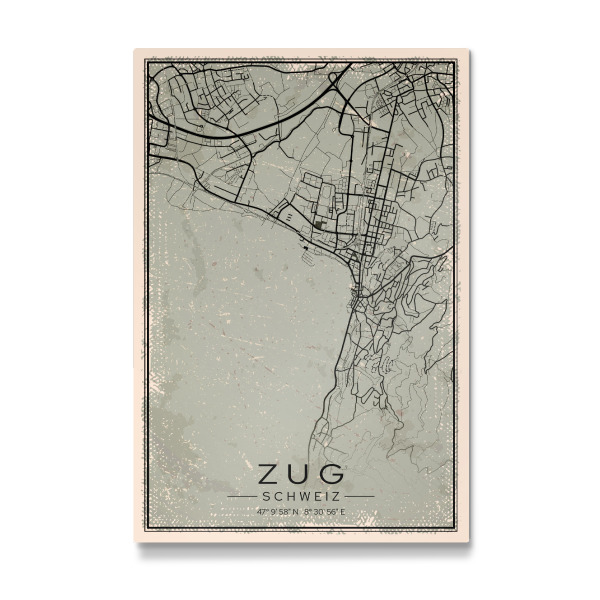 Galerie-Print "Zug Retro Map" 75x50 cm artboxONE