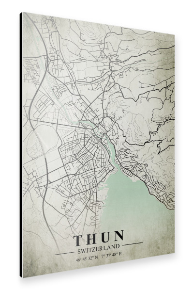Alu-Dibond "Thun Vintage CityMap" 30x20 cm artboxONE