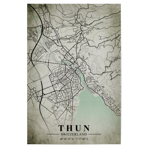 Poster "Thun Vintage CityMap" artboxONE - Städte / Weitere,Kartografie