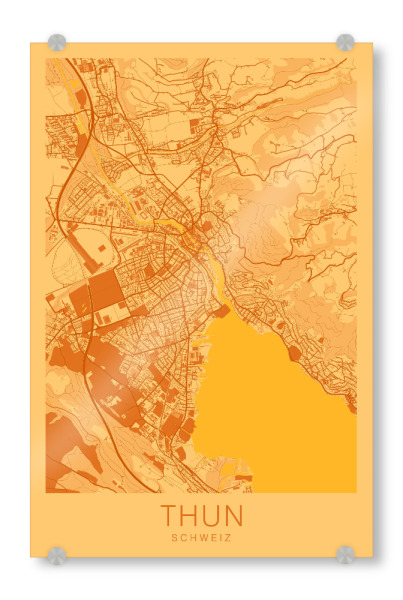 Acrylglasbild "Stadt Thun Karte" artboxONE - Städte / Weitere,Kartografie