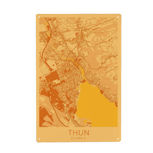 Metall Poster "Stadt Thun Karte" artboxONE - Städte / Weitere,Kartografie
