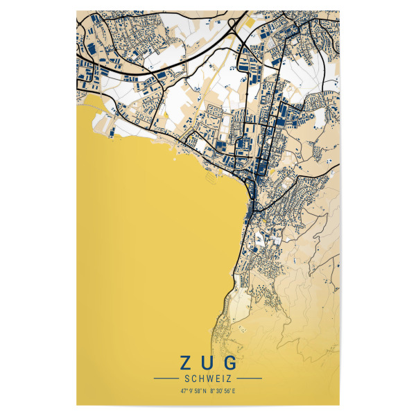 Poster 30x20 cm "Stadt von Zug" artboxONE - Städte / Weitere,Kartografie