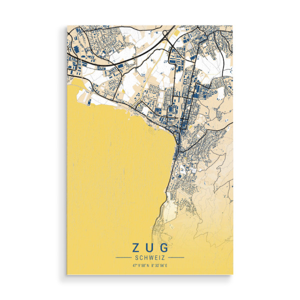 Holzbild "Stadt von Zug" artboxONE - Städte / Weitere,Kartografie - Zug,Zug map,Zug city,Zug citymap,City zug,Map zug,Zug schweiz,Zug stadt,Stadt zug