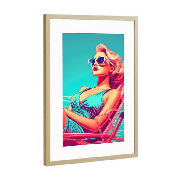 Poster mit Rahmen Gold "Hollywood Pool Glam" artboxONE - Reise,Menschen,Reise / Strand und Meer