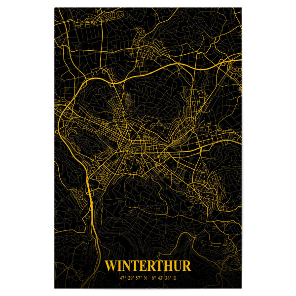 Poster 30x20 cm "Citymap Winterthur" artboxONE - Städte / Weitere,Kartografie