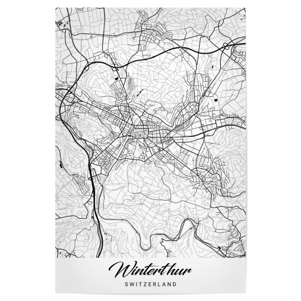 Poster "Winterthur City Map" artboxONE - Schwarzweiß,Städte / Weitere,Kartografie