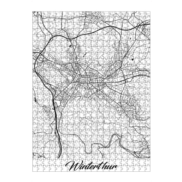 Puzzle Ravensburger "Winterthur City Map" artboxONE - Schwarzweiß,Städte / Weitere,Kartografie