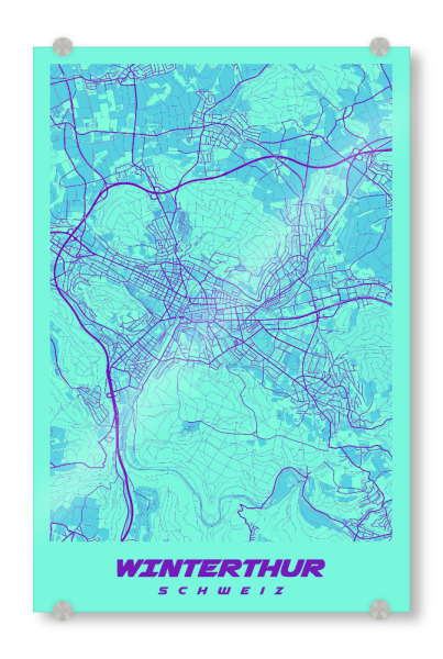 Acrylglasbild "Winterthur City Plan" artboxONE - Städte / Weitere,Kartografie