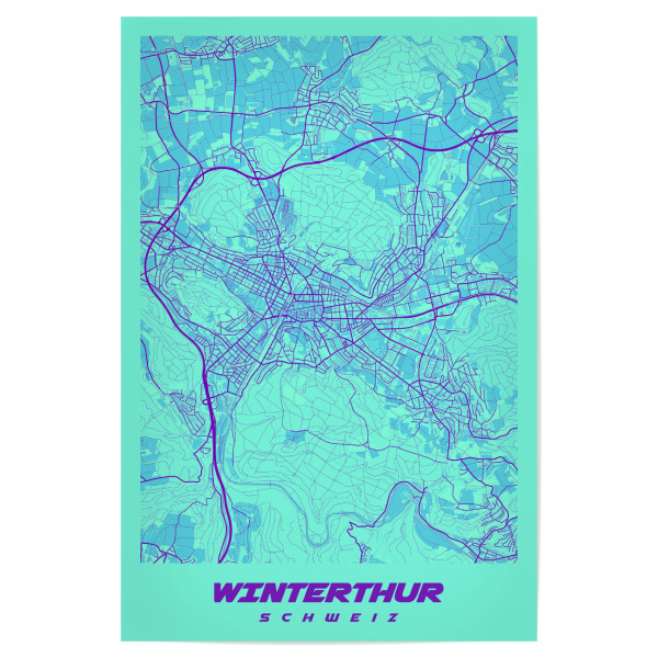 Poster "Winterthur City Plan" artboxONE - Städte / Weitere,Kartografie
