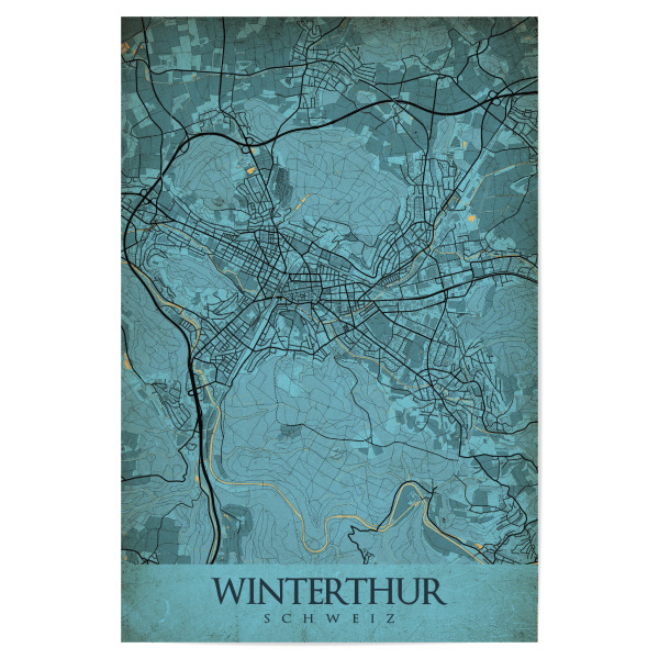 Poster 30x20 cm "Vintage City Winterthur" artboxONE - Städte / Weitere,Kartografie