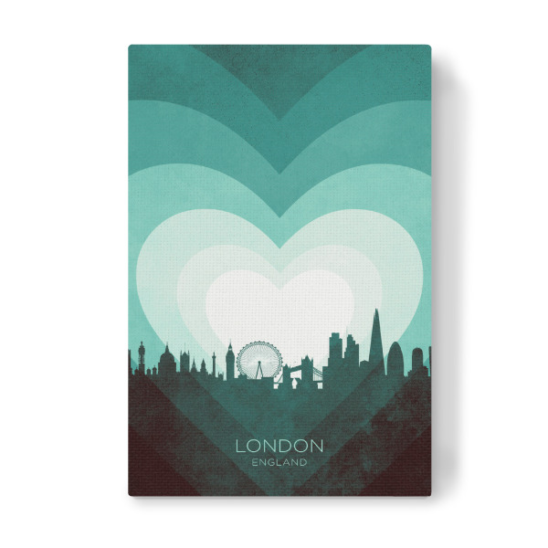 Leinwandbild "London Skyline Heart Teal" artboxONE - Städte