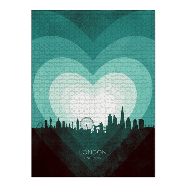 Puzzle Ravensburger "London Skyline Heart Teal" artboxONE - Städte