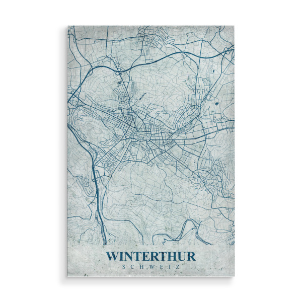 Holzbild "Winterthur Vintage" artboxONE - Städte / Weitere,Kartografie