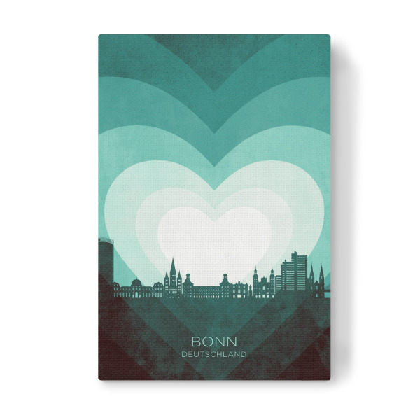 Leinwandbild "Bonn Germany Skyline Hearts Teal" artboxONE - Städte