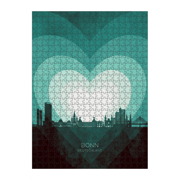 Puzzle Ravensburger "Bonn Germany Skyline Hearts Teal" artboxONE - Städte