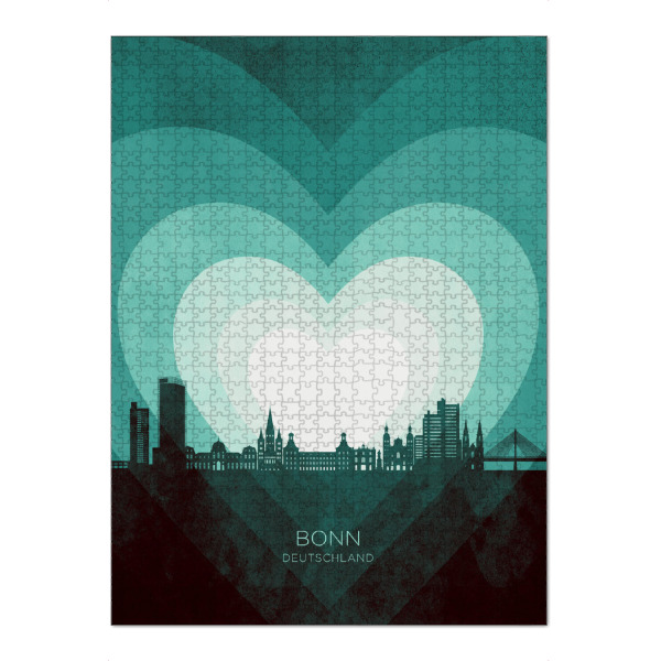 Puzzle Ravensburger "Bonn Germany Skyline Hearts Teal" artboxONE - Städte