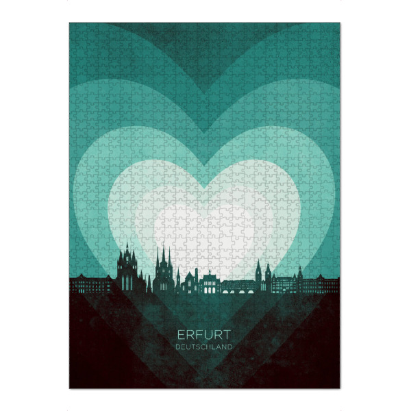 Puzzle Ravensburger "Erfurt Skyline Heart Teal" artboxONE - Städte