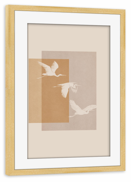 Poster mit Rahmen kiefer "Anmutiger Heron" artboxONE - Natur,Tiere,Abstrakt,Geometrie
