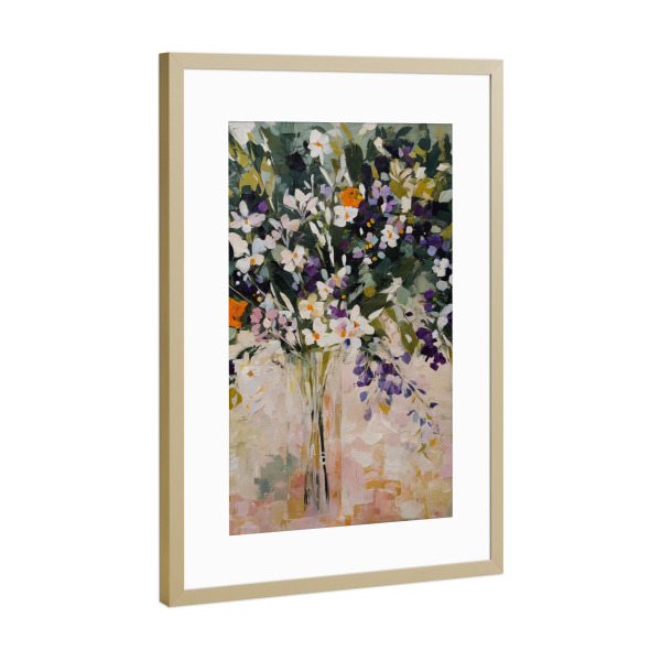 Poster mit Rahmen Gold "Bouquet von Feldblumen" artboxONE - Natur - Buquê de flores machen campo
