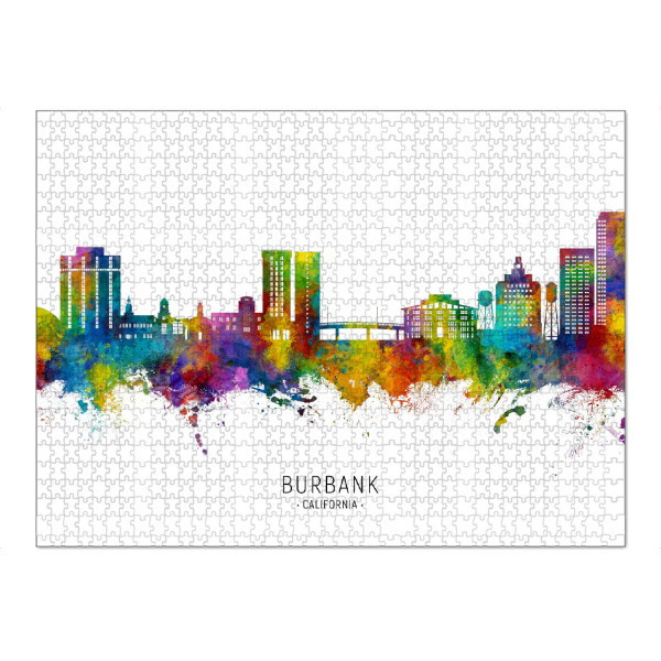 Puzzle Ravensburger "Burbank California Skyline Txt" artboxONE - Städte