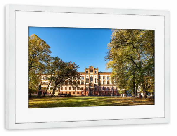 Poster mit Rahmen weiß "Rostocker Universität" artboxONE - Städte,Natur,Reise,Architektur