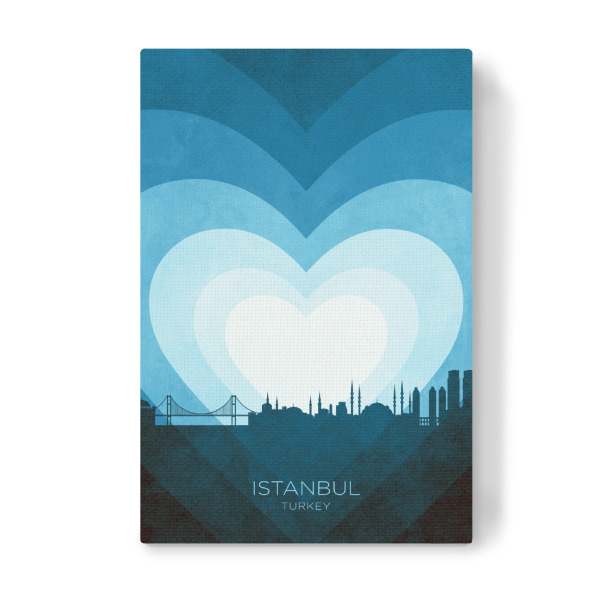 Leinwandbild "Istanbul Skyline Herzblau" artboxONE - Städte - Istanbul,Türkei,Herz,Liebe,Romantiker,Valentinstag,Skyline,Stadtbild