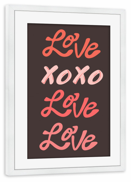 Poster mit Rahmen weiß "Love xoxo Love" artboxONE - Typografie,Liebe