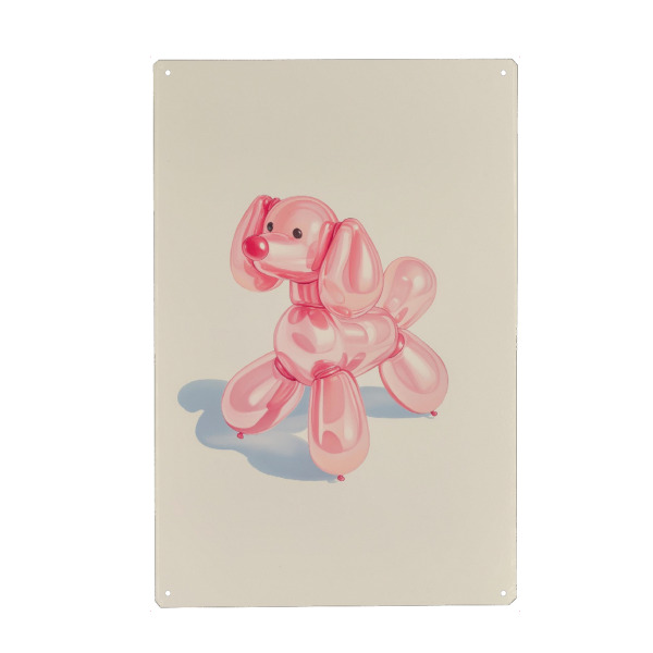 Holzbild "Rosa Ballonhund" artboxONE - Für Kinder,Tiere,Abstrakt