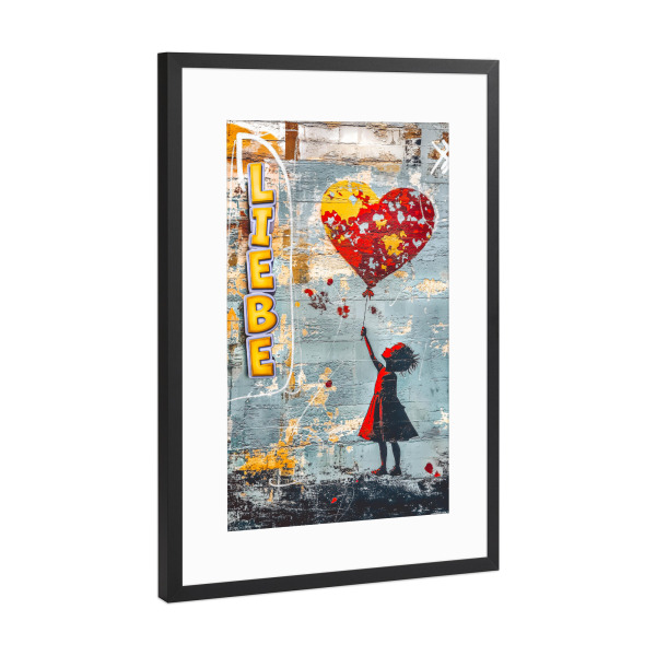 Poster mit Rahmen Schwarz (Metallic) "Haffnung" artboxONE - Menschen,Streetart,Arcadia