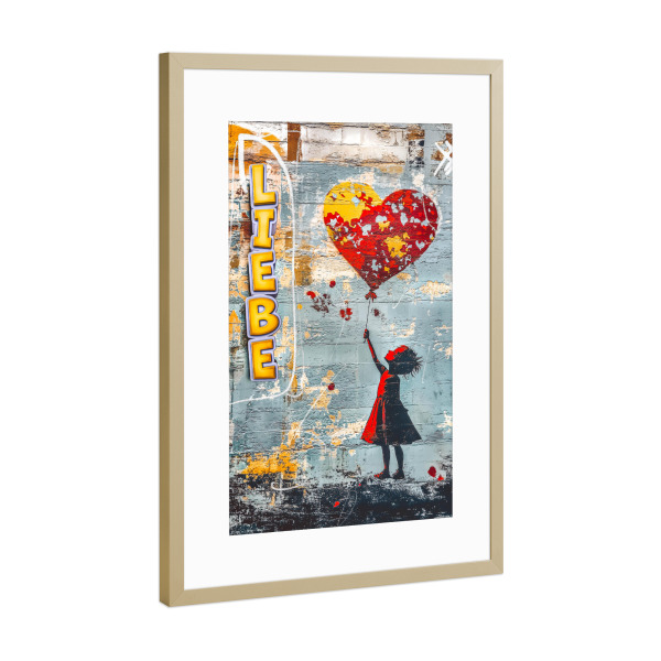 Poster mit Rahmen Gold "Haffnung" artboxONE - Menschen,Streetart,Arcadia