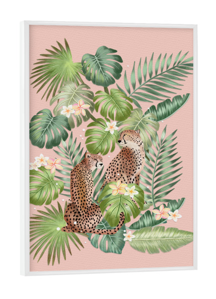 Poster mit weißem Rahmen "Dschungel Vibes mit Geparden" artboxONE - Natur,Floral,Tiere