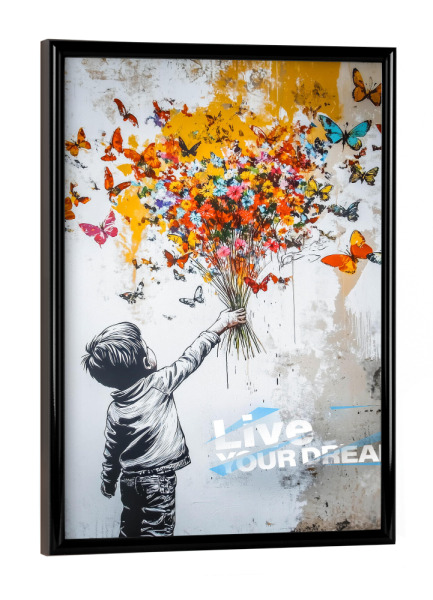 Poster mit schwarzem Rahmen "Lebe Deinen Traum" artboxONE - Abstrakt,Menschen,Streetart