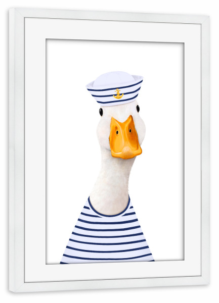 Poster mit Rahmen weiß "Sea Ente" artboxONE - Natur,Für Kinder,Tiere,Für Papa,Lustig