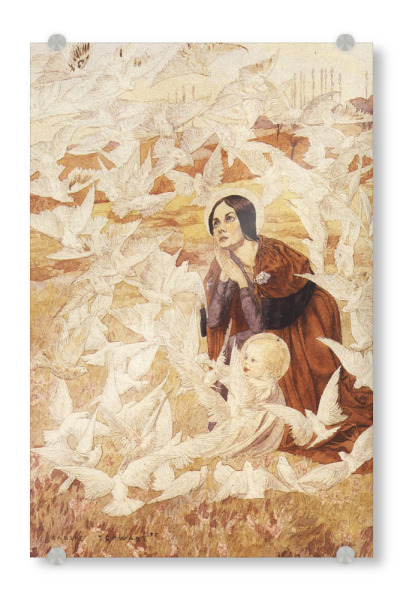 Acrylglasbild "La vierge aux colombes" artboxONE - Natur,Tiere,Menschen