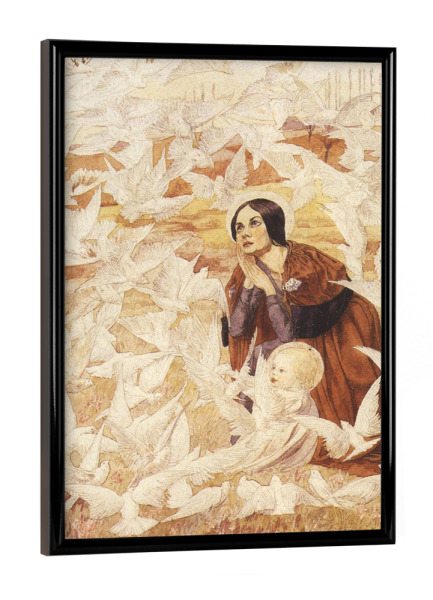 Poster mit schwarzem Rahmen "La vierge aux colombes" artboxONE - Natur,Tiere,Menschen
