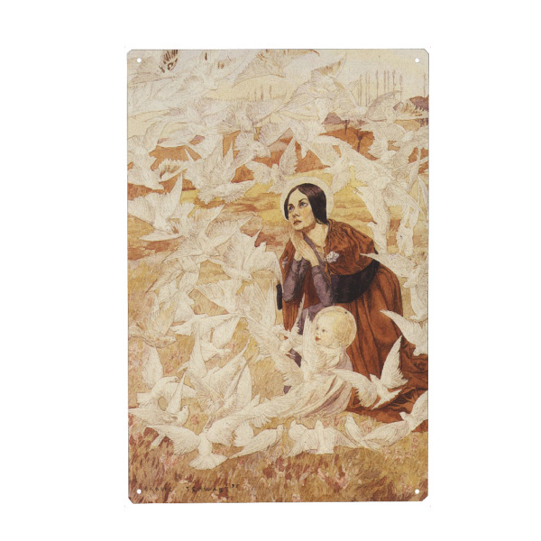 Metall Poster "La vierge aux colombes" artboxONE - Natur,Tiere,Menschen