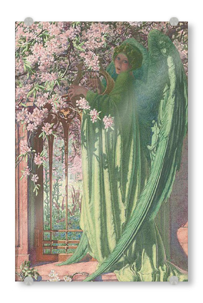 Acrylglasbild "Carlos Schwabe - La porte d'or" artboxONE - Natur,Menschen - Kunst,Malerei,Gemälde,Wald,Carlos,Schwabe,Blumen,Engel
