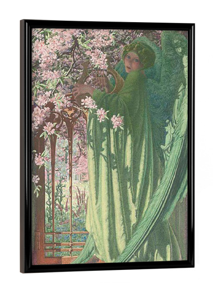 Poster mit schwarzem Rahmen "Carlos Schwabe - La porte d'or" artboxONE - Natur,Menschen - Kunst,Malerei,Gemälde,Wald,Carlos,Schwabe,Blumen,Engel