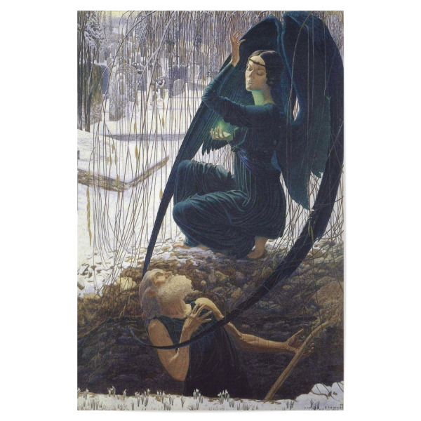 Poster "Carlos Schwabe - Mort du fossoyeur" artboxONE - Menschen,Fiktion - Carlos,Schwabe,Kunst,Malerei,Gemälde,Engel,Demon